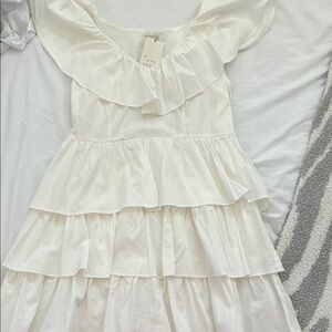 Elegant White Ruffled Dress
